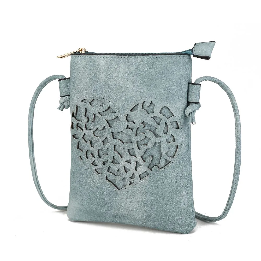 Heartly Vegan Leather Small Crossbody Handbag
