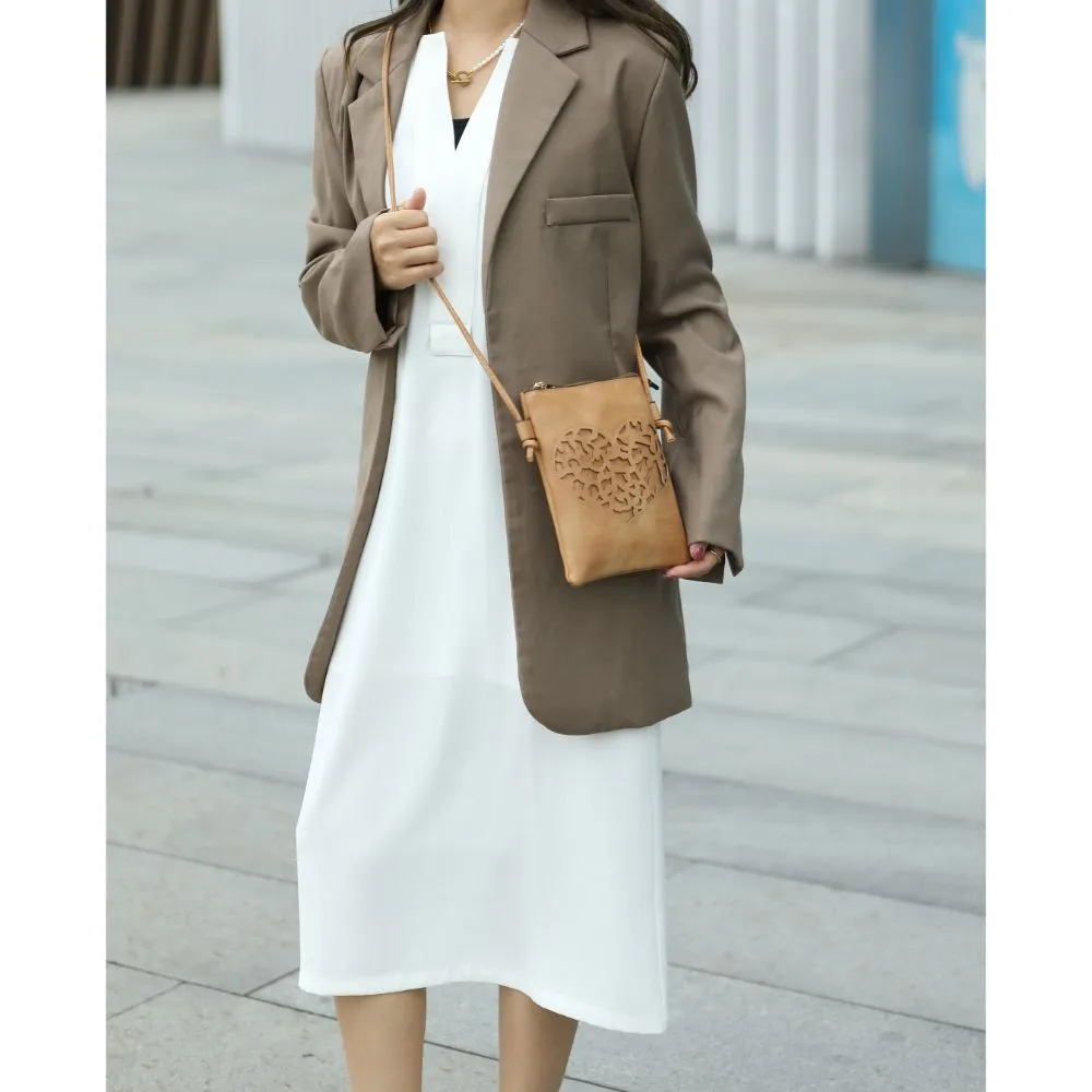 Heartly Vegan Leather Small Crossbody Handbag
