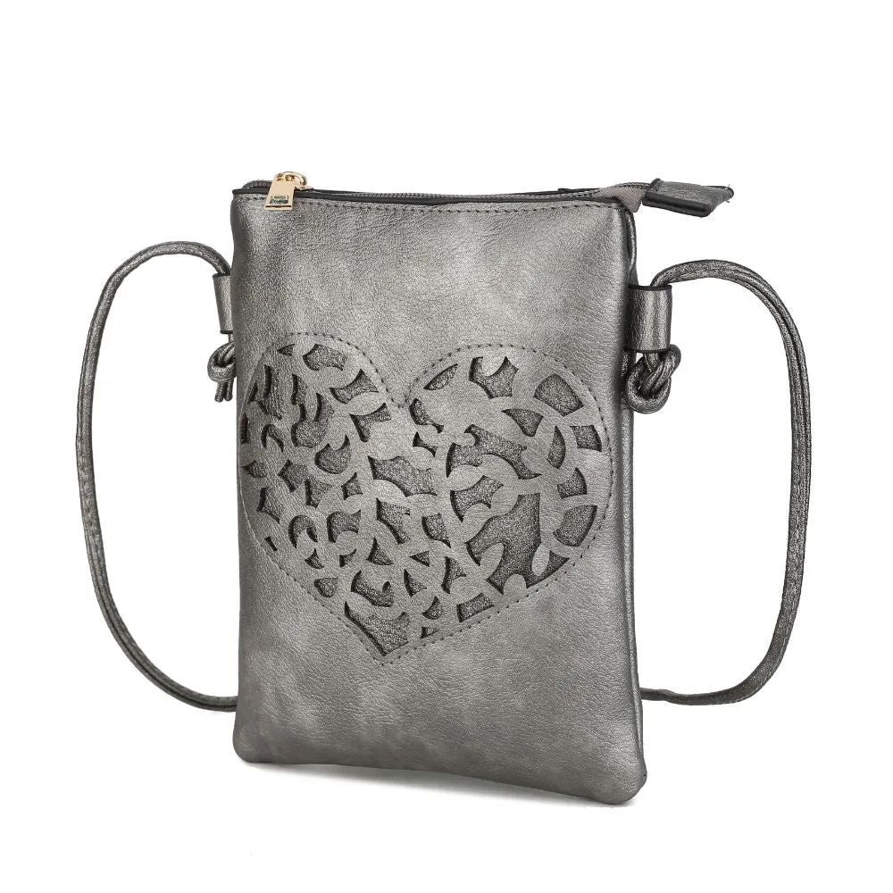 Heartly Vegan Leather Small Crossbody Handbag
