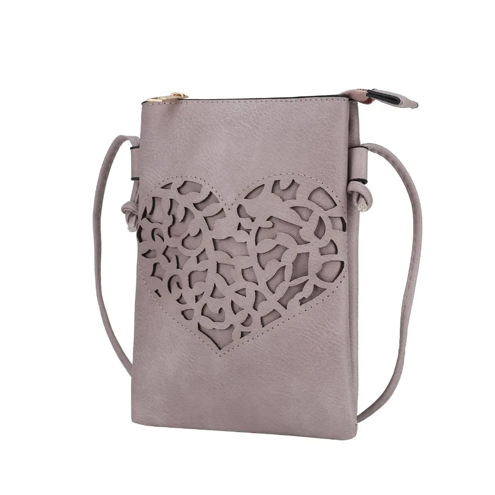 Heartly Vegan Leather Small Crossbody Handbag