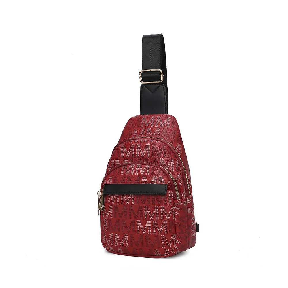 Helaena M Logo Printed Vegan Leather Womens Sling Bag by Mia K