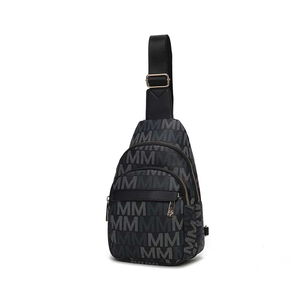 Helaena M Logo Printed Vegan Leather Womens Sling Bag by Mia K