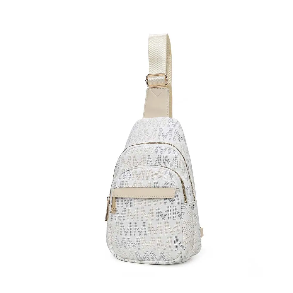 Helaena M Logo Printed Vegan Leather Womens Sling Bag by Mia K
