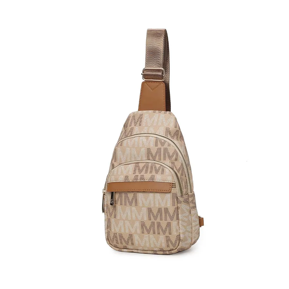 Helaena M Logo Printed Vegan Leather Womens Sling Bag by Mia K