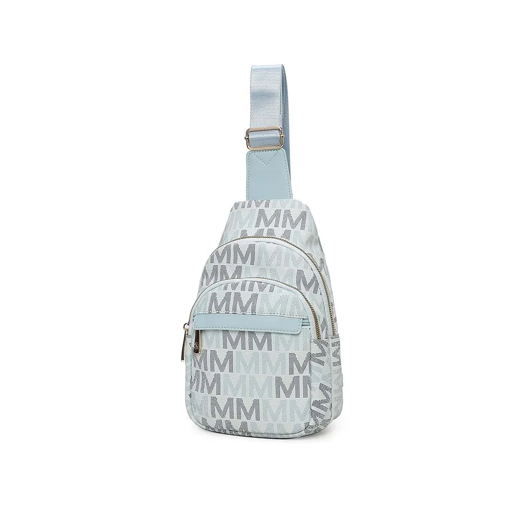 Helaena M Logo Printed Vegan Leather Womens Sling Bag by Mia K