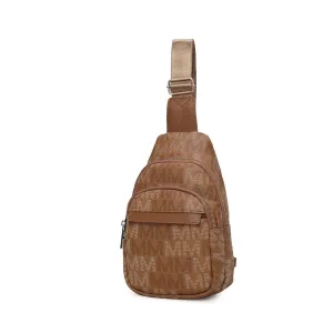 Helaena M Logo Printed Vegan Leather Womens Sling Bag by Mia K