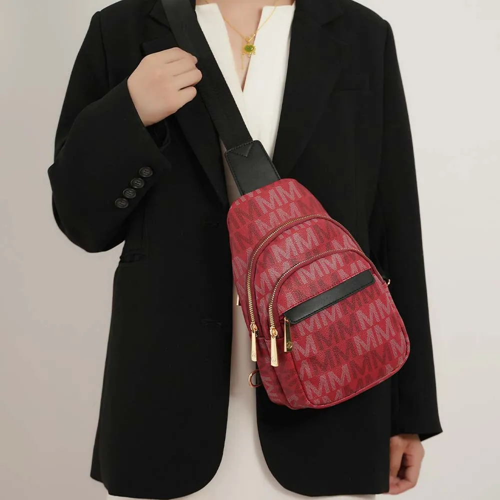 Helaena M Logo Printed Vegan Leather Womens Sling Bag by Mia K