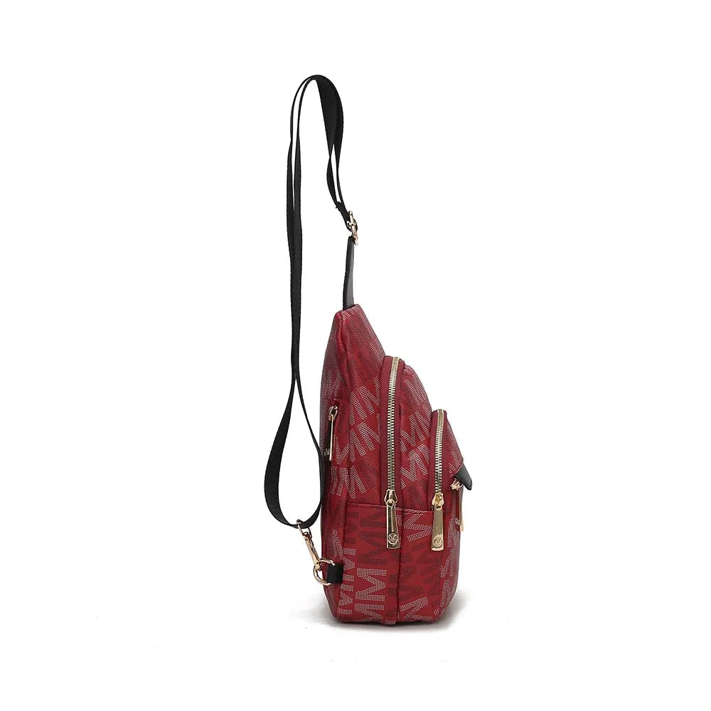 Helaena M Logo Printed Vegan Leather Womens Sling Bag by Mia K