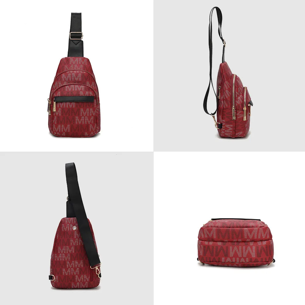 Helaena M Logo Printed Vegan Leather Womens Sling Bag by Mia K
