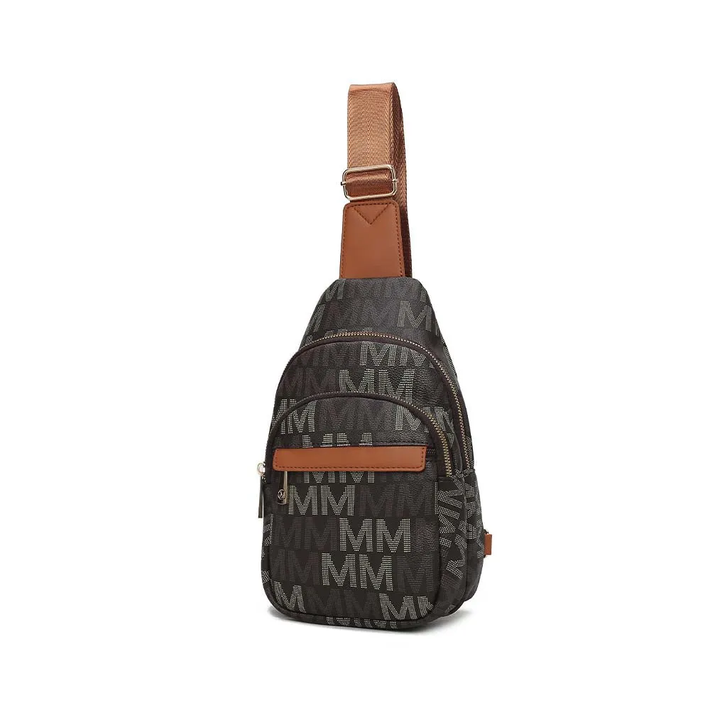 Helaena M Logo Printed Vegan Leather Womens Sling Bag by Mia K