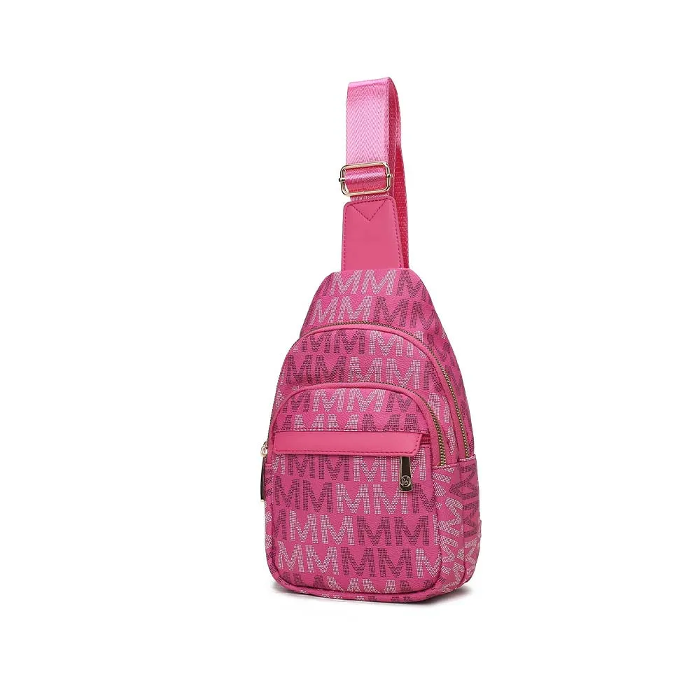 Helaena M Logo Printed Vegan Leather Womens Sling Bag by Mia K