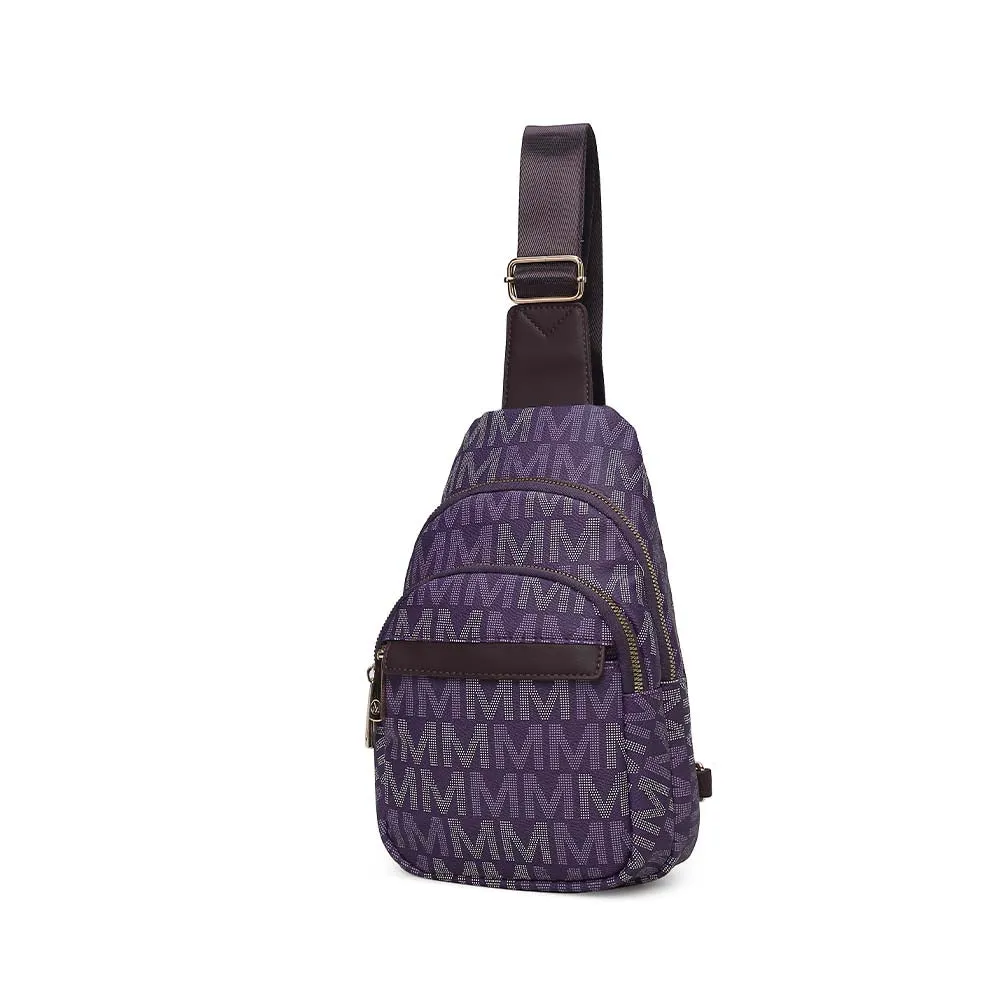 Helaena M Logo Printed Vegan Leather Womens Sling Bag by Mia K