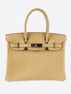 Hermes Beige Vanille Ostrich Birkin 30