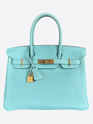 Hermes Blue Atoll Gold Hardware Togo Birkin 30