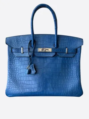 Hermes Blue Crocodile Birkin 35