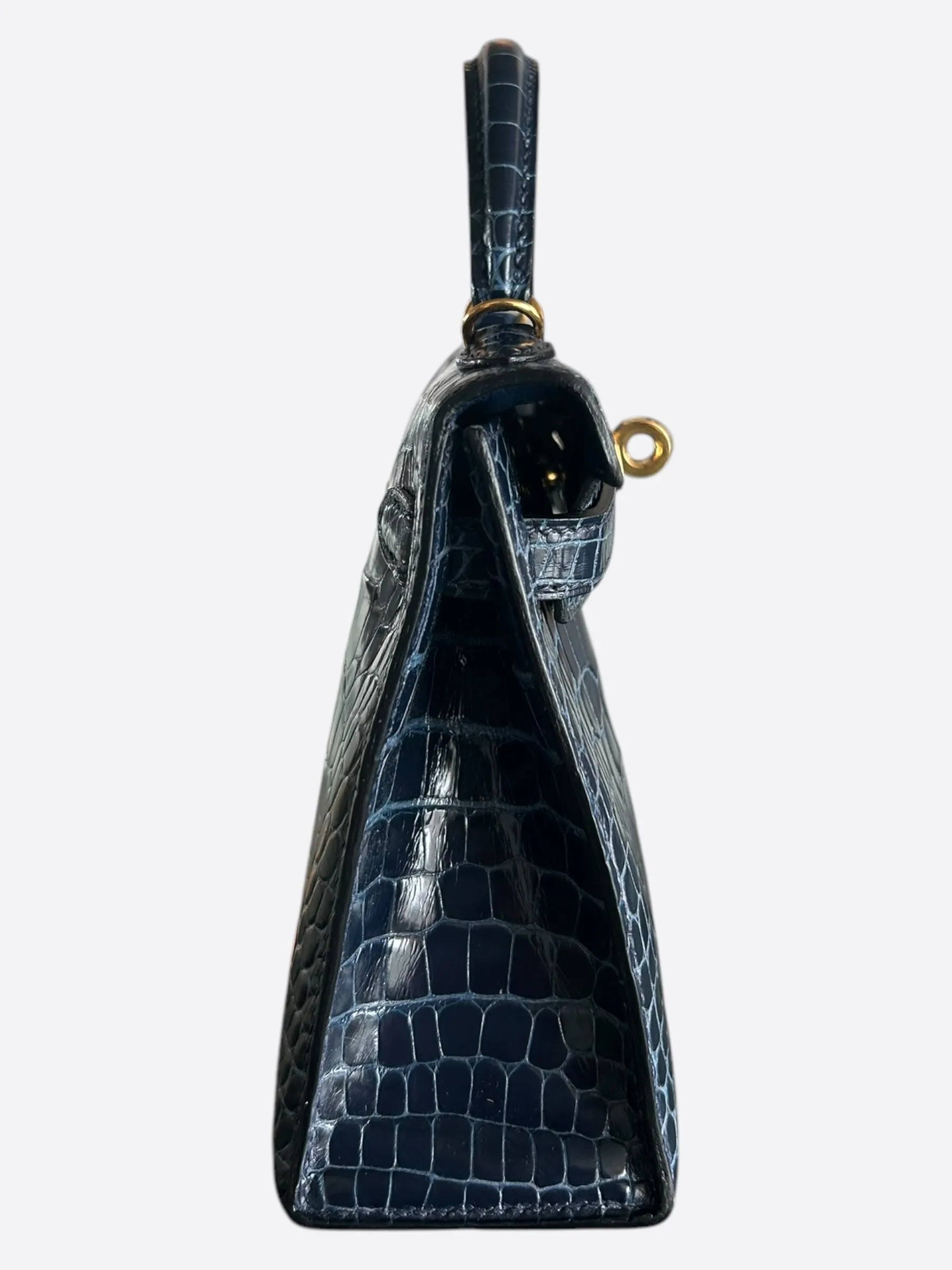 Hermes Blue Marine Crocodile Mini Kelly 20