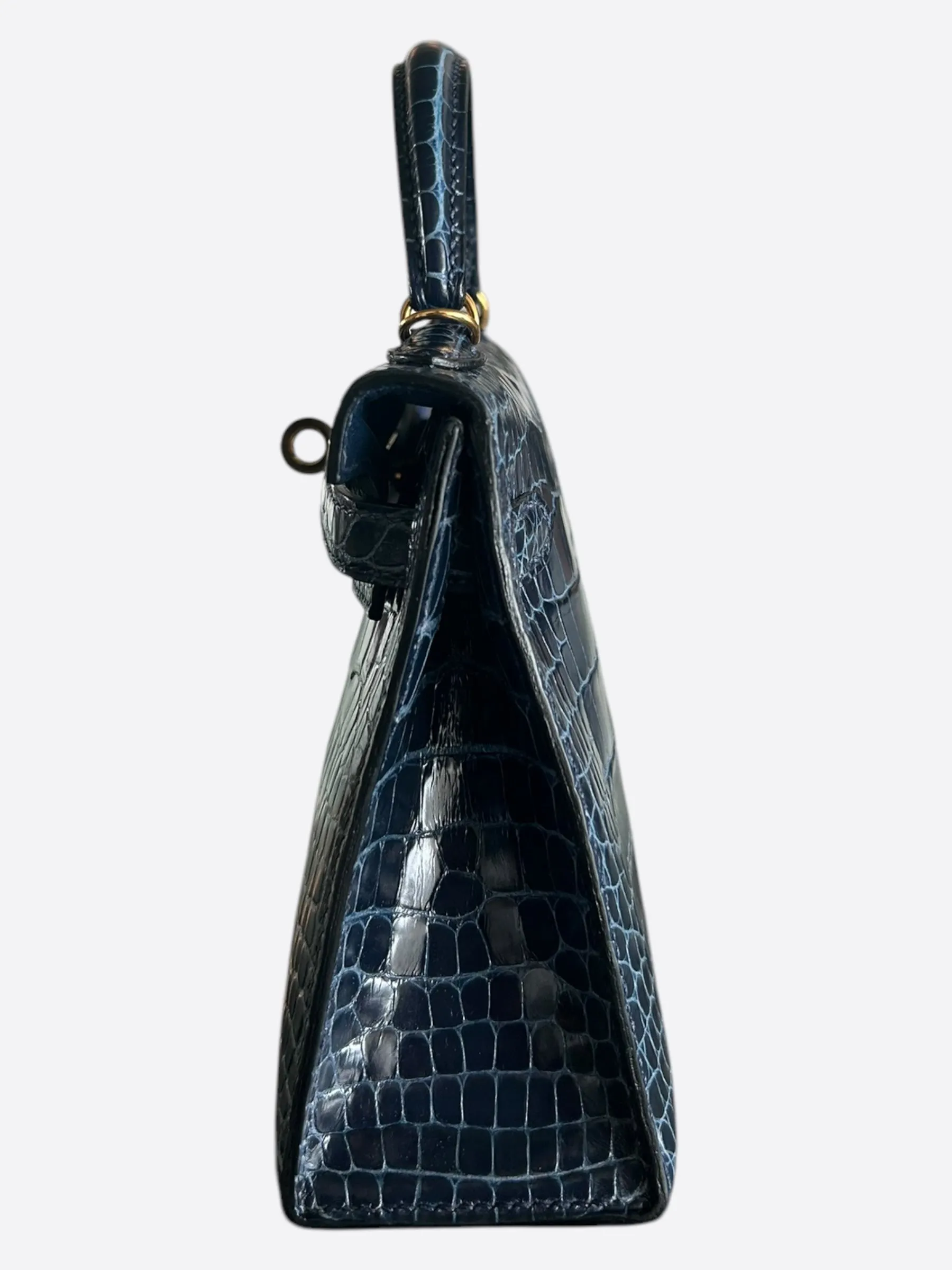 Hermes Blue Marine Crocodile Mini Kelly 20