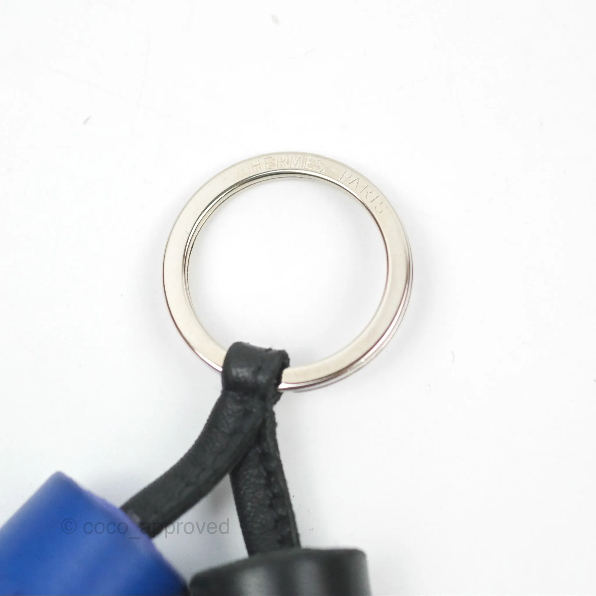 Hermes Carmen Key Ring Black&Blue Palladium Hardware