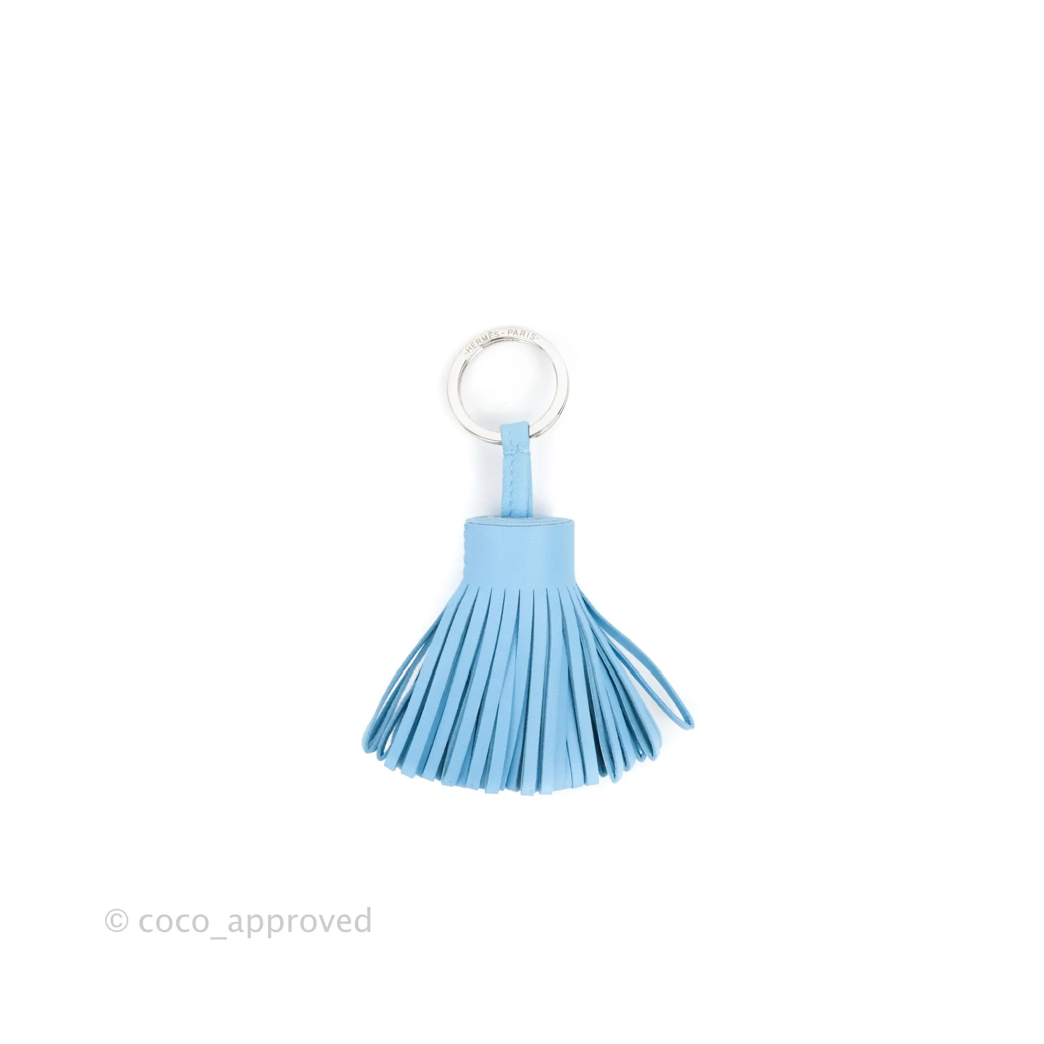 Hermes Carmen Key Ring Cleste Palladium Hardware