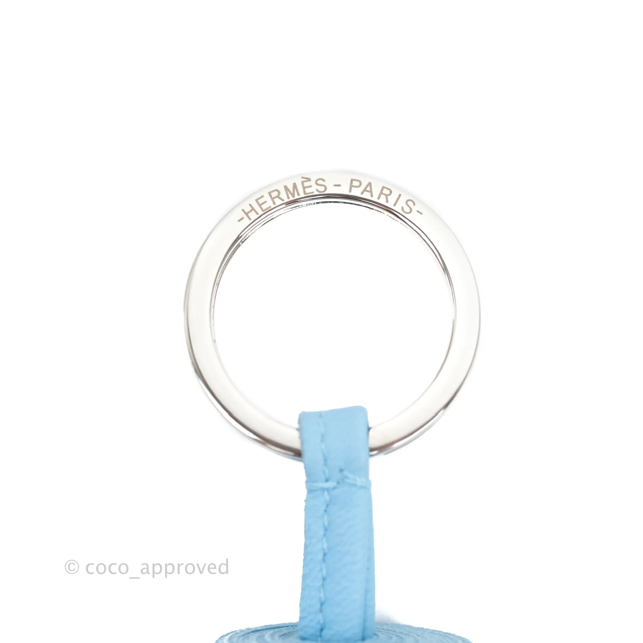 Hermes Carmen Key Ring Cleste Palladium Hardware