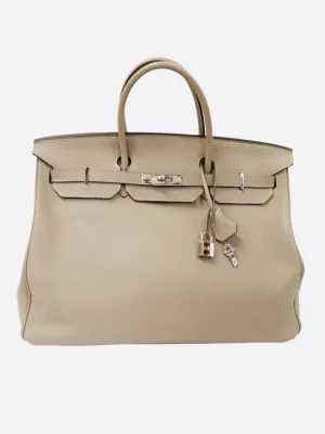 Hermes Grey Taupe Clemence Birkin 50