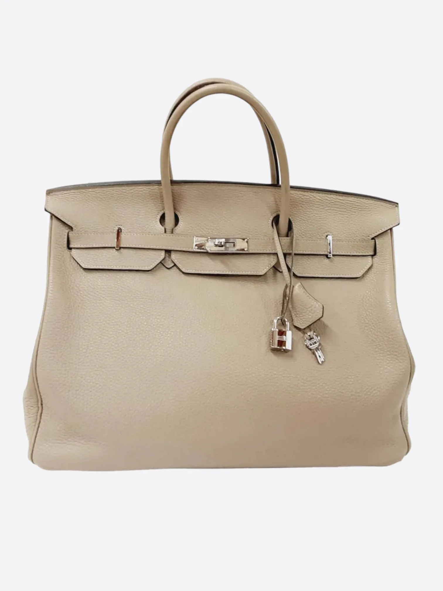 Hermes Grey Taupe Clemence Birkin 50