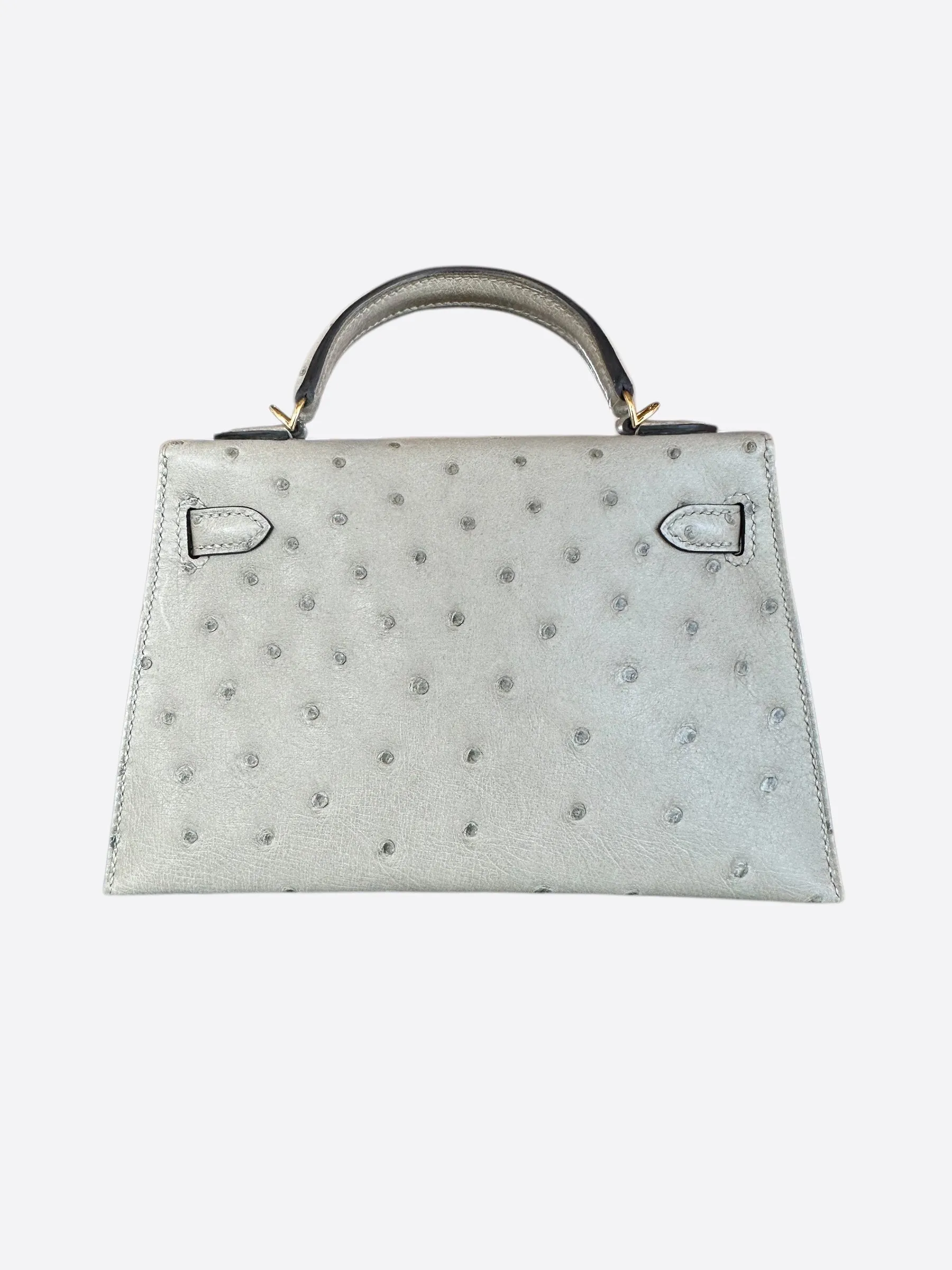 Hermes Gris Perle Ostrich Mini Kelly 20