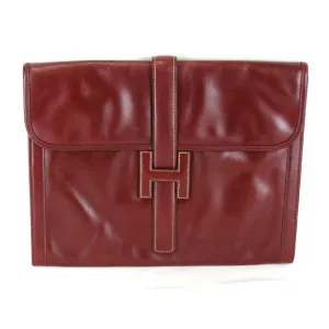 Hermes Jige Leather Clutch Bag (Pre-Owned)