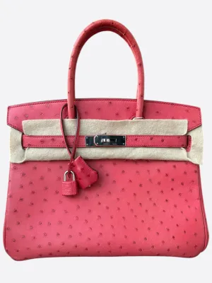 Hermes Pink Ostrich Birkin 30