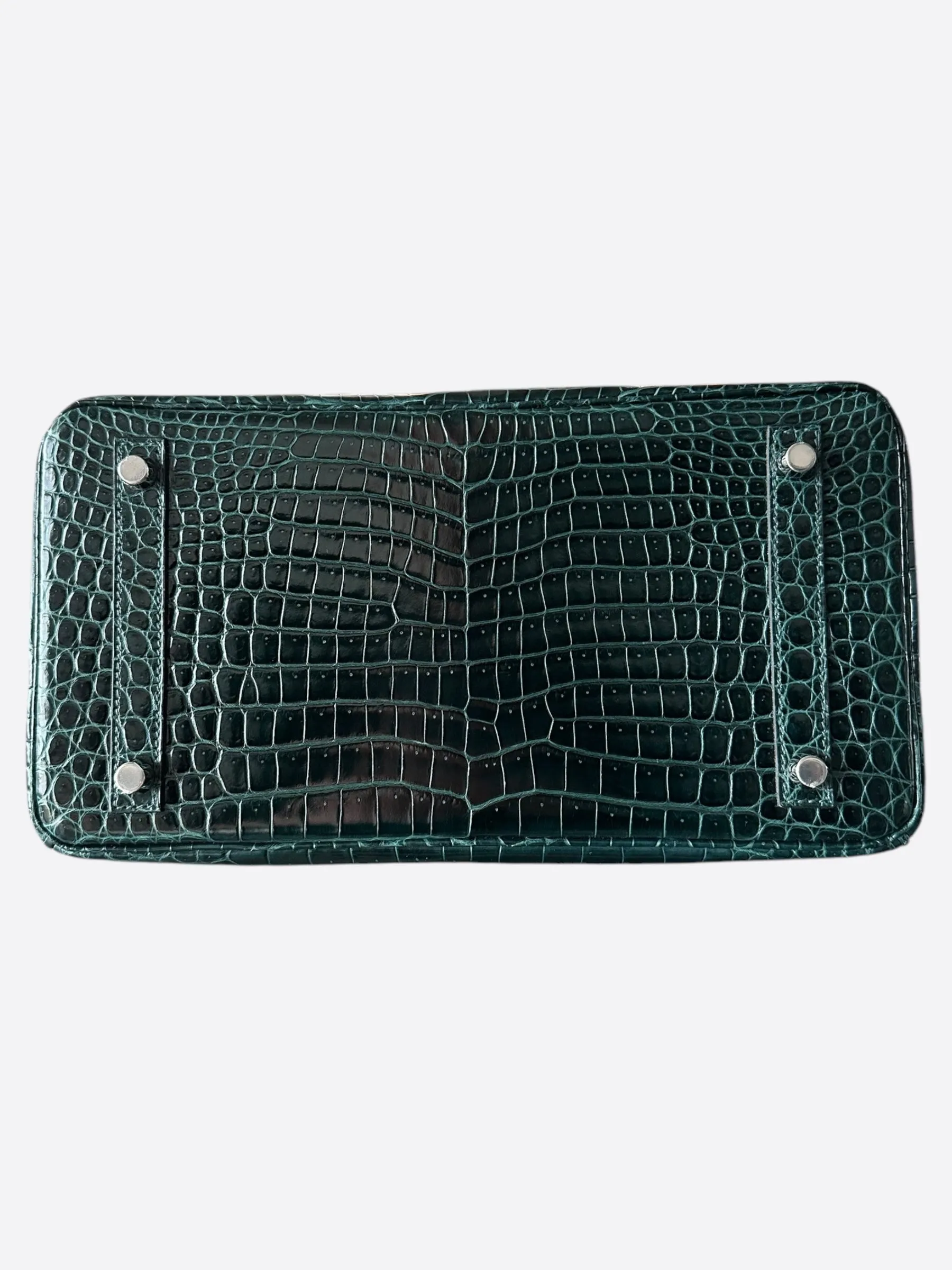 Hermes Vert Green Shiny Porous Crocodile Birkin 30