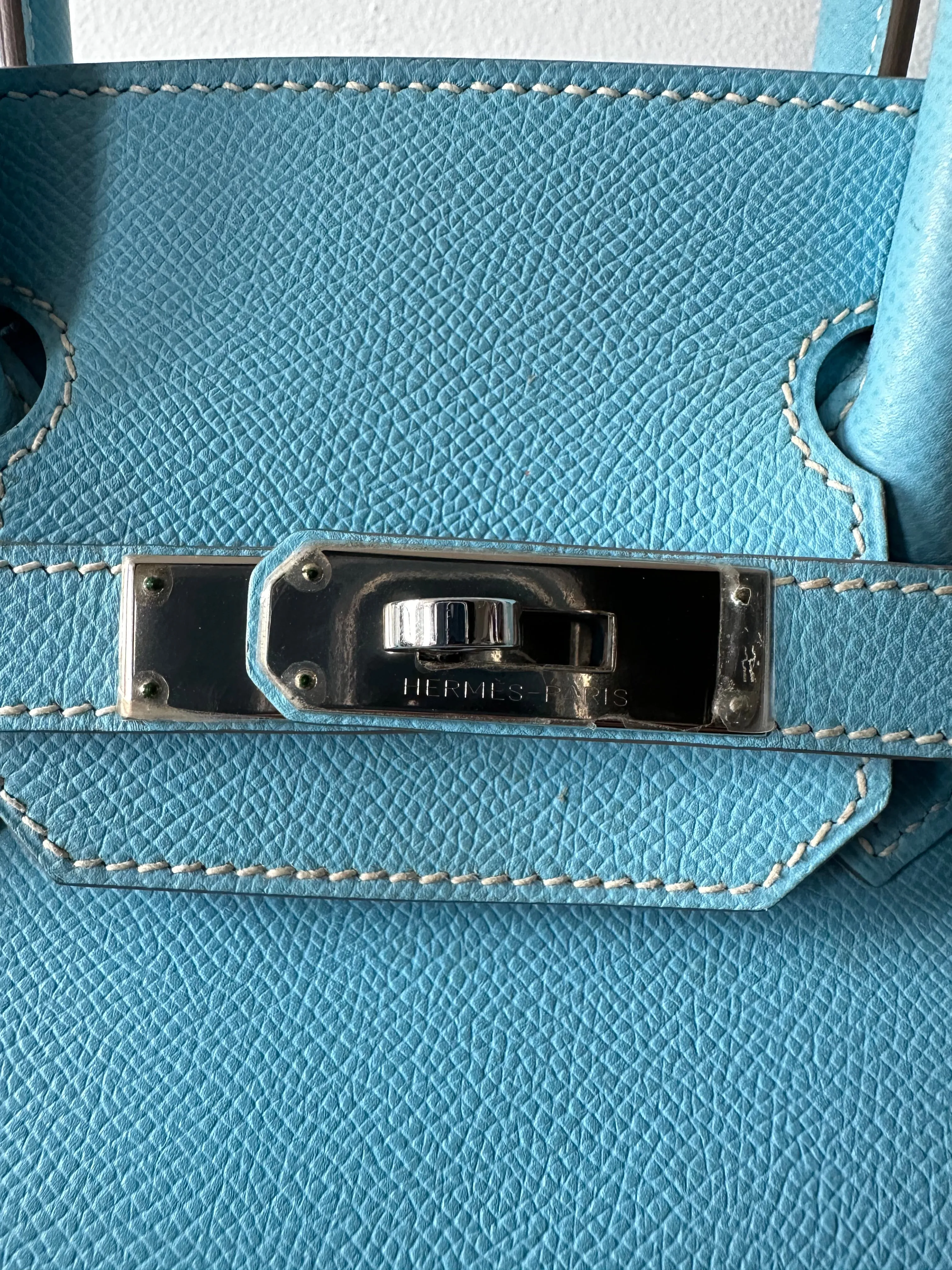 Herms Blue Epsom Leather Birkin 30