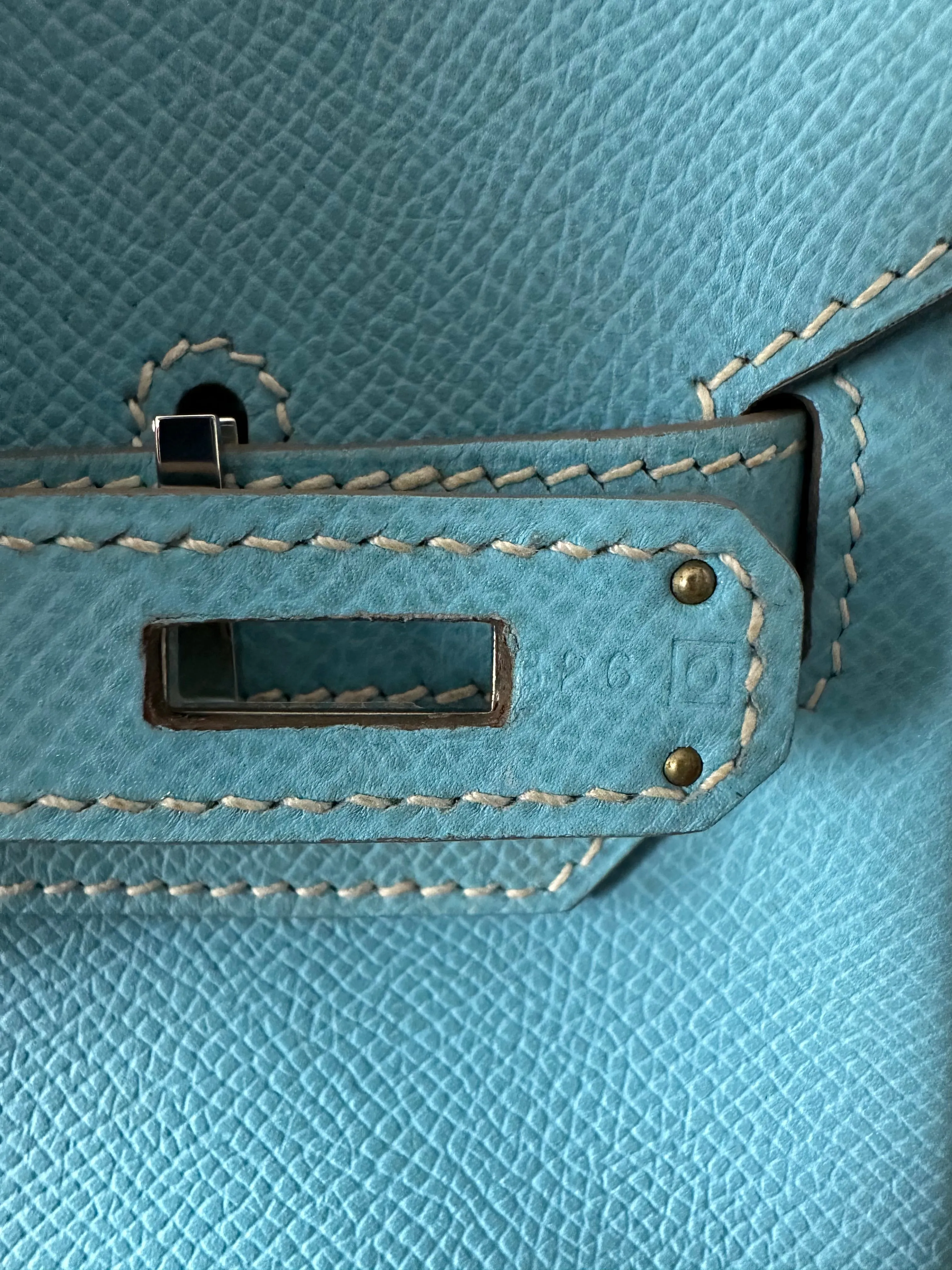 Herms Blue Epsom Leather Birkin 30