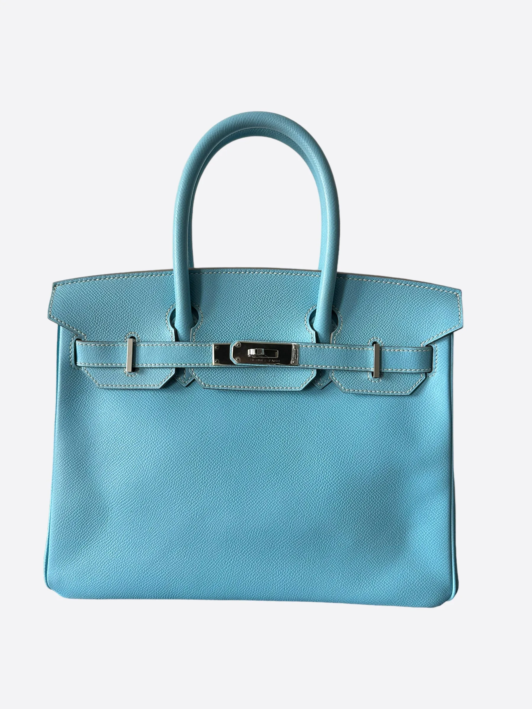 Herms Blue Epsom Leather Birkin 30