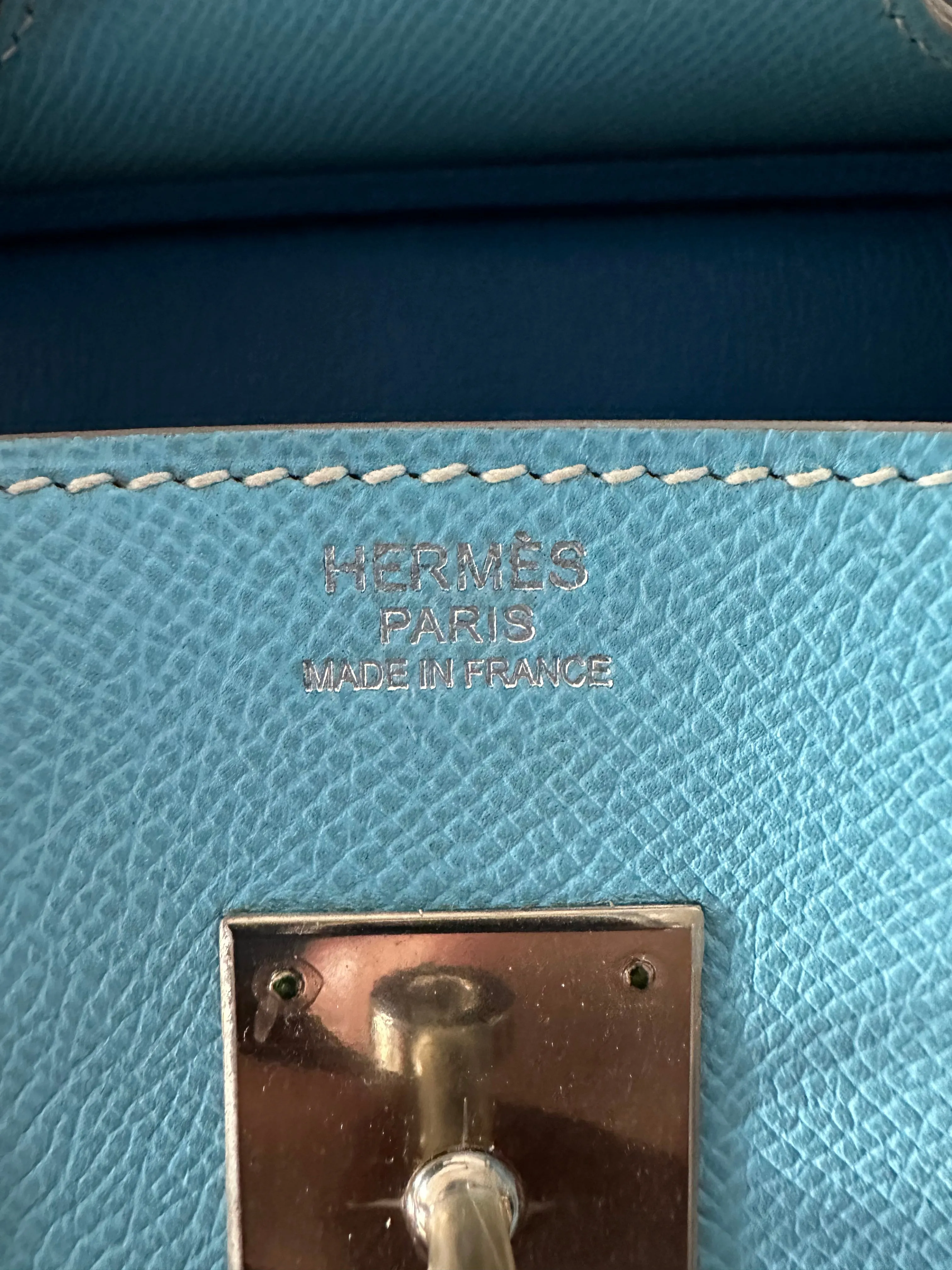 Herms Blue Epsom Leather Birkin 30
