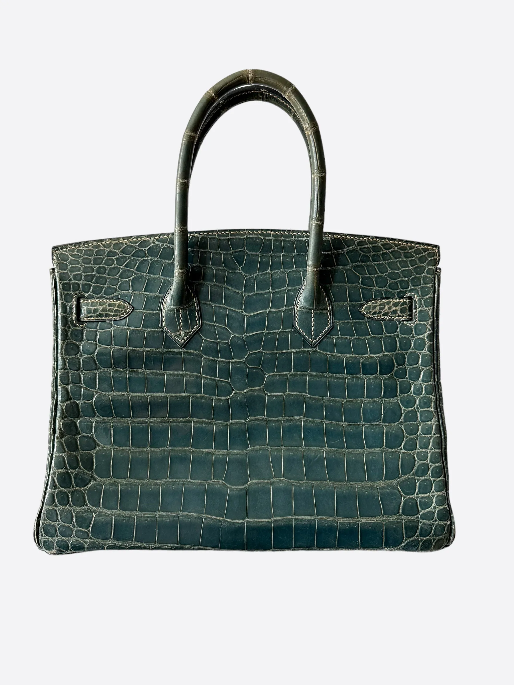 Herms Blue Jean Porosus Crocodile Birkin 30