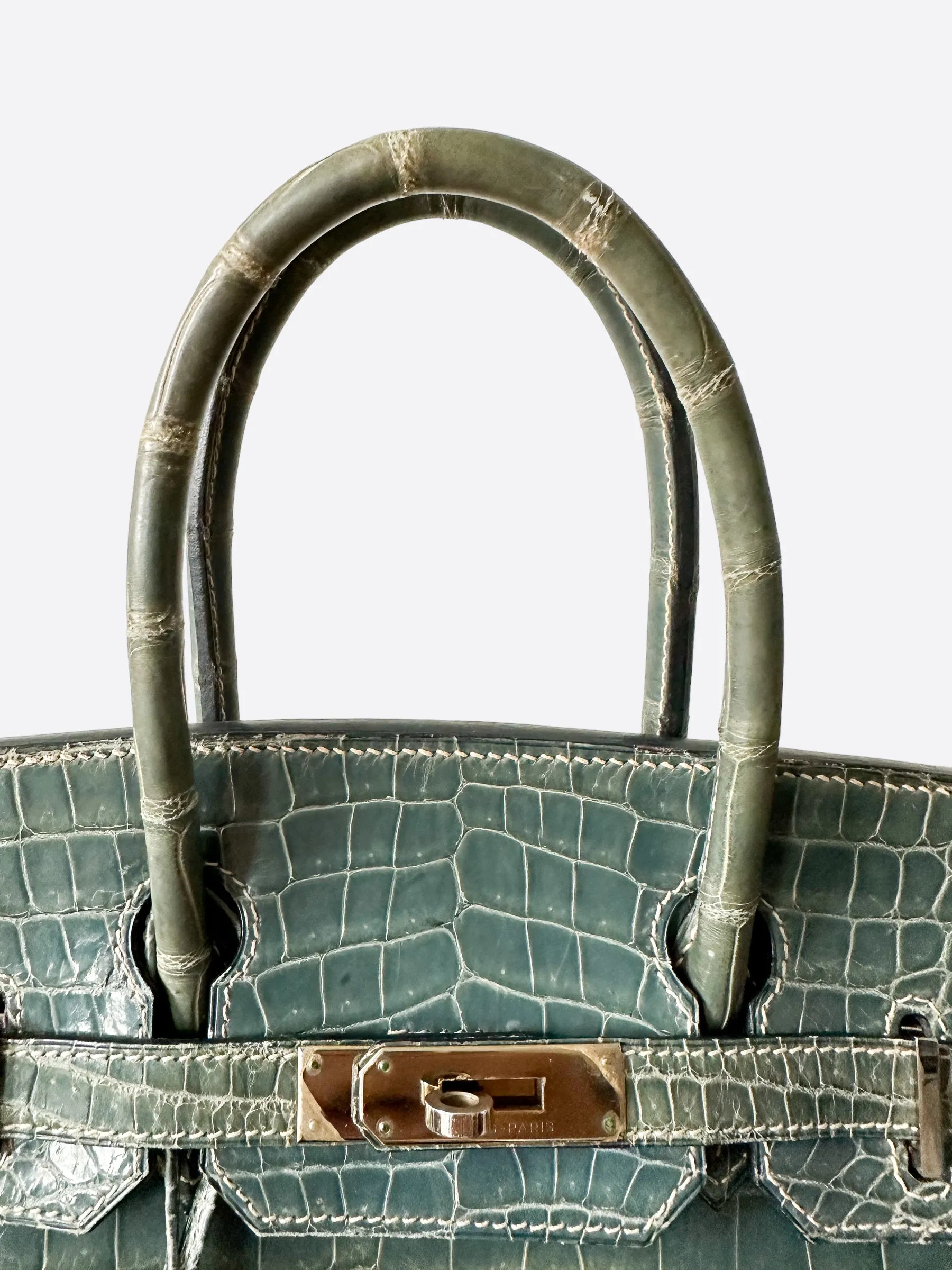 Herms Blue Jean Porosus Crocodile Birkin 30
