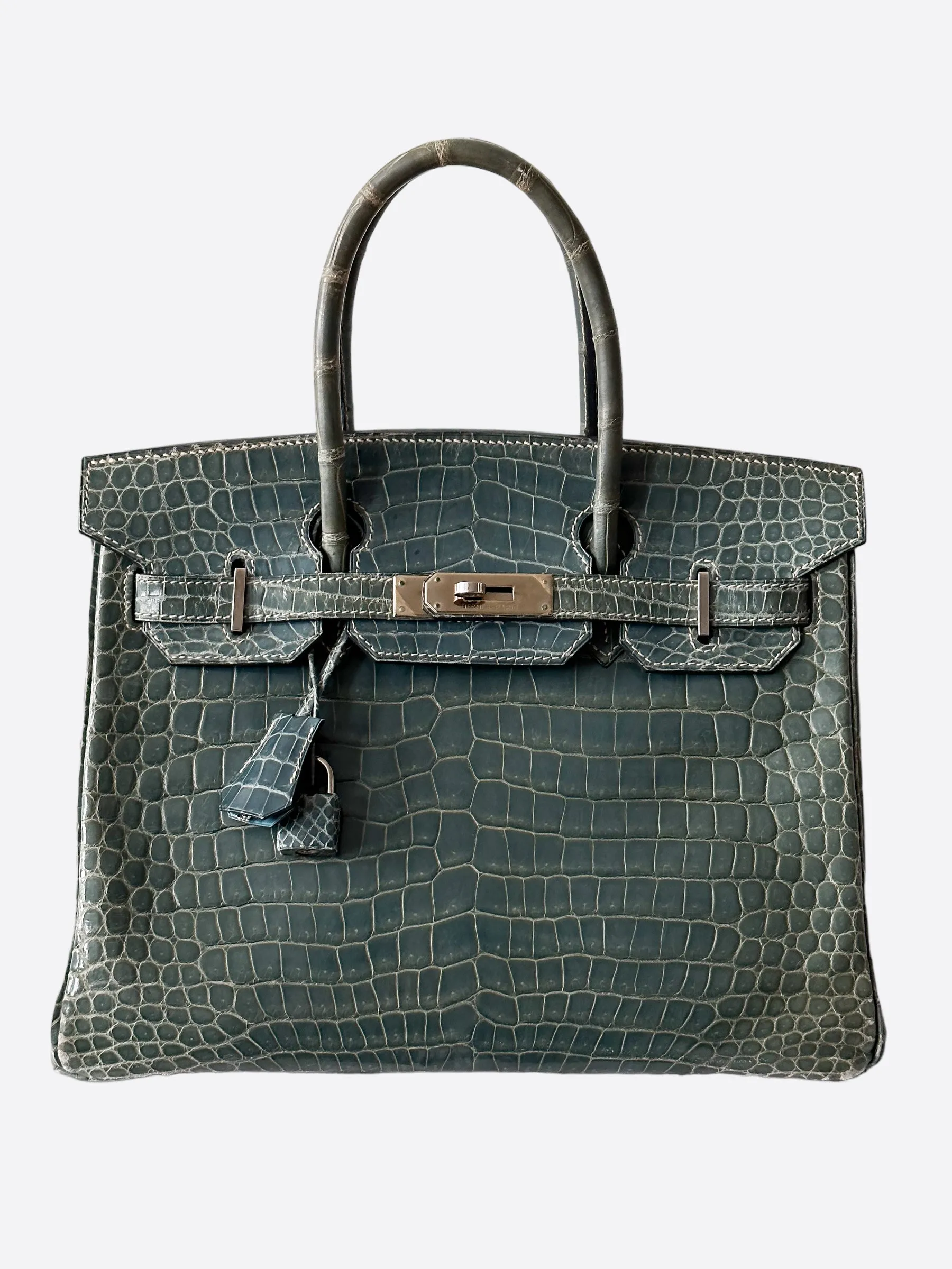 Herms Blue Jean Porosus Crocodile Birkin 30