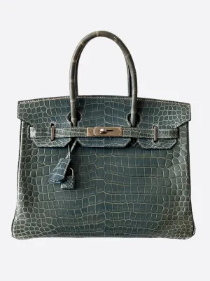 Herms Blue Jean Porosus Crocodile Birkin 30