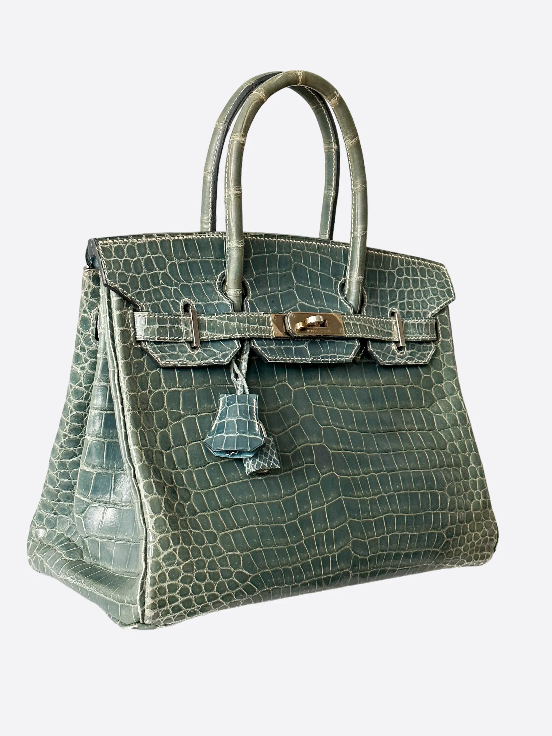 Herms Blue Jean Porosus Crocodile Birkin 30