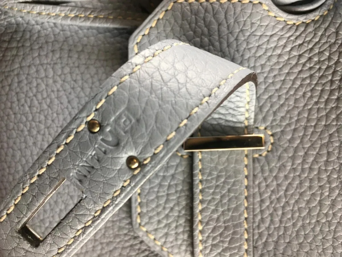 Herms Blue Lin Togo Leather Birkin 35
