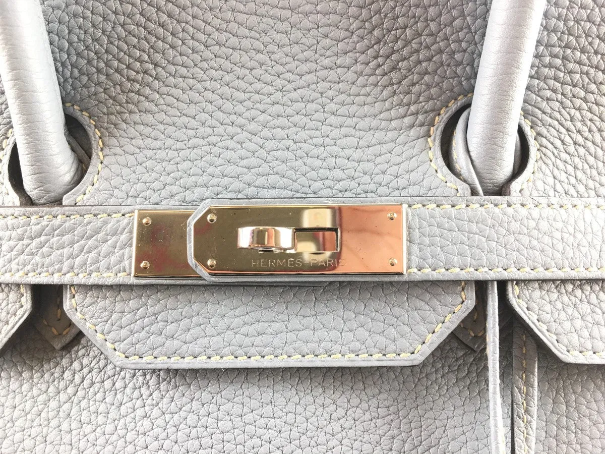 Herms Blue Lin Togo Leather Birkin 35
