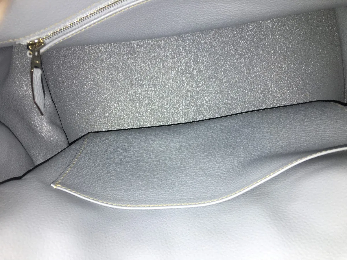 Herms Blue Lin Togo Leather Birkin 35