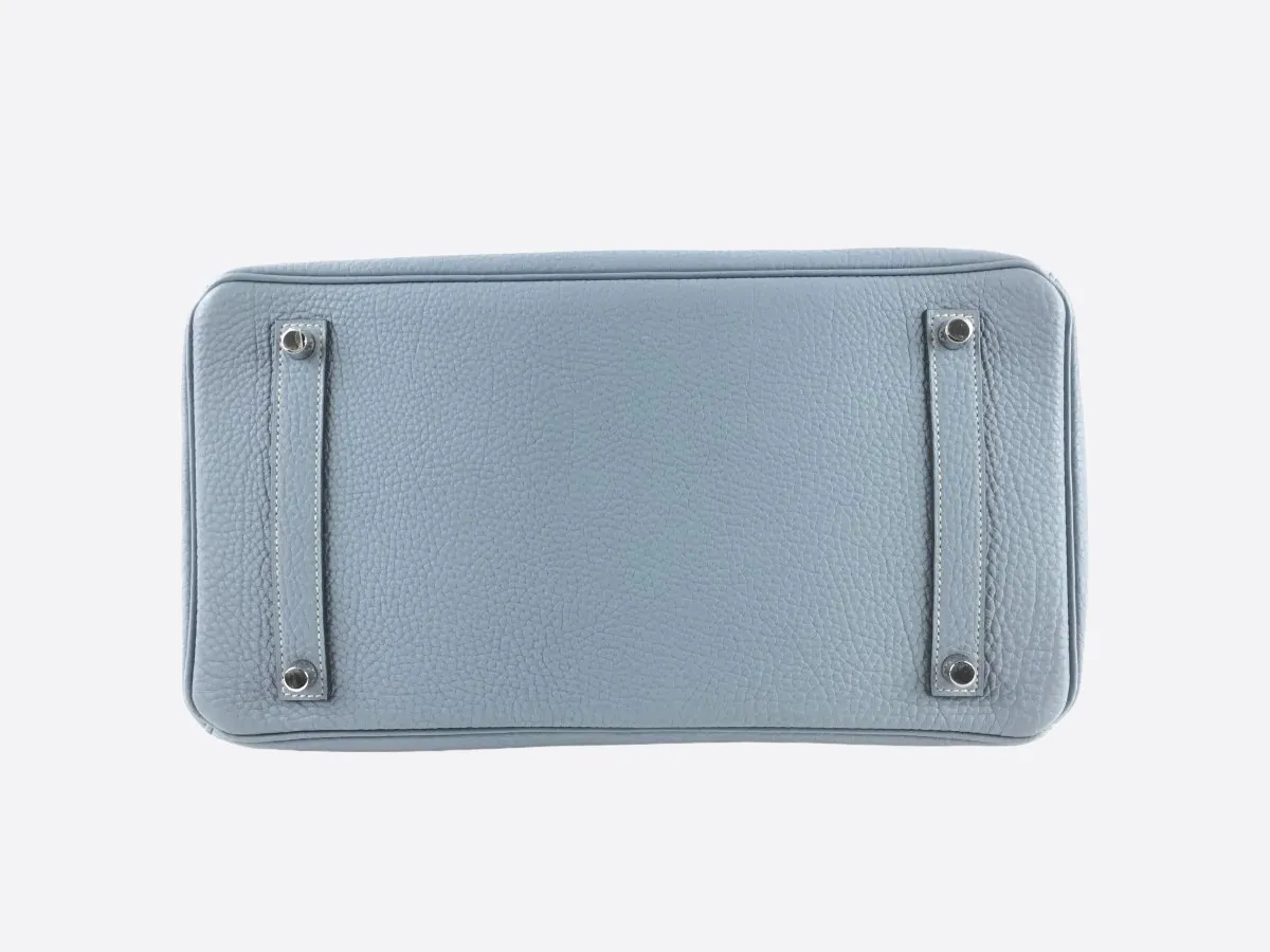 Herms Blue Lin Togo Leather Birkin 35