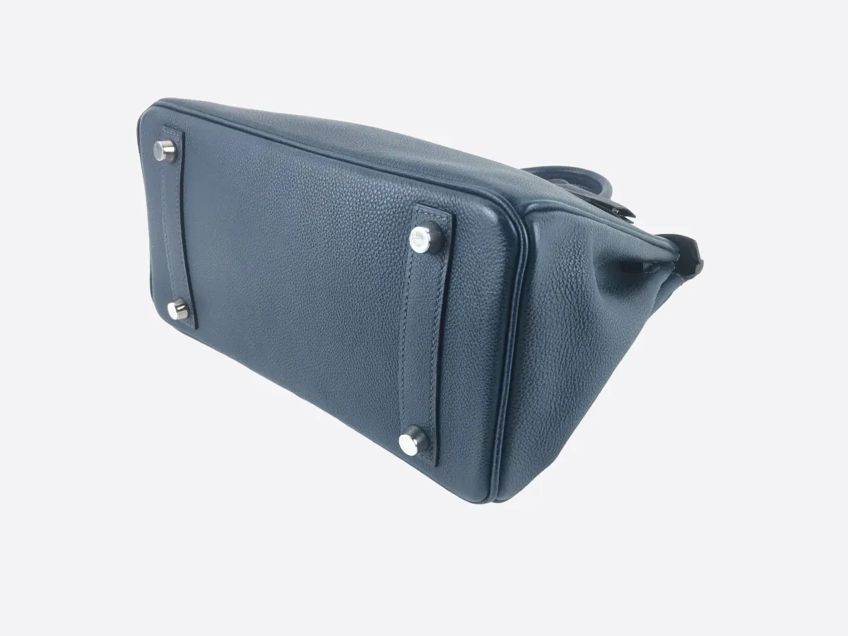 Herms Blue Vache Leather Birkin 25