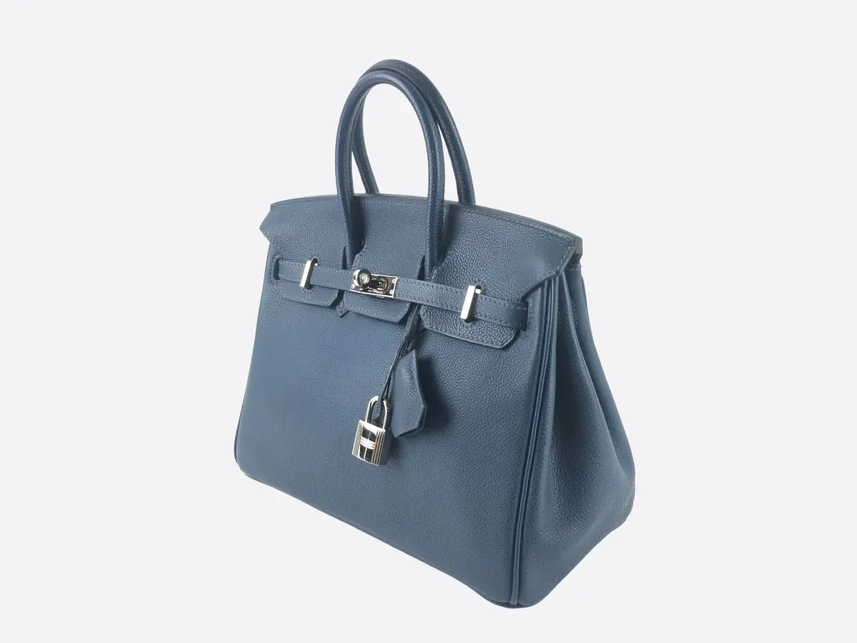 Herms Blue Vache Leather Birkin 25
