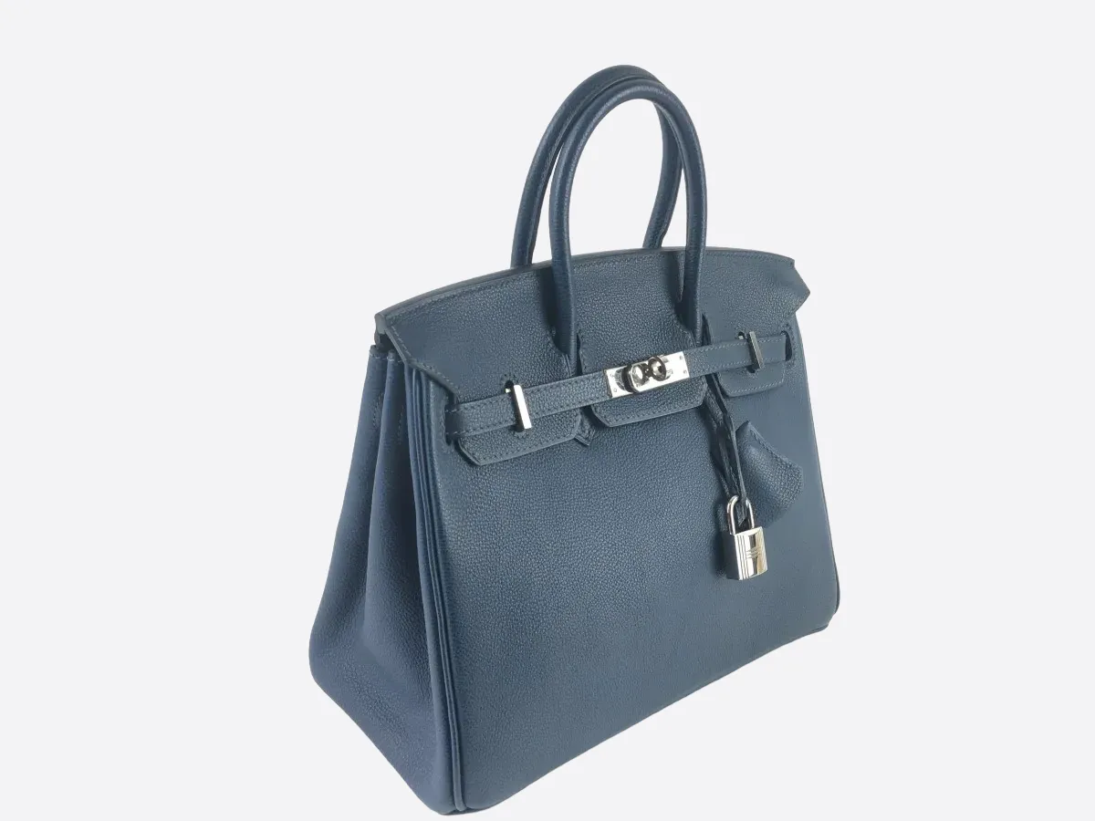 Herms Blue Vache Leather Birkin 25