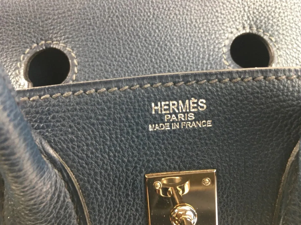Herms Blue Vache Leather Birkin 25