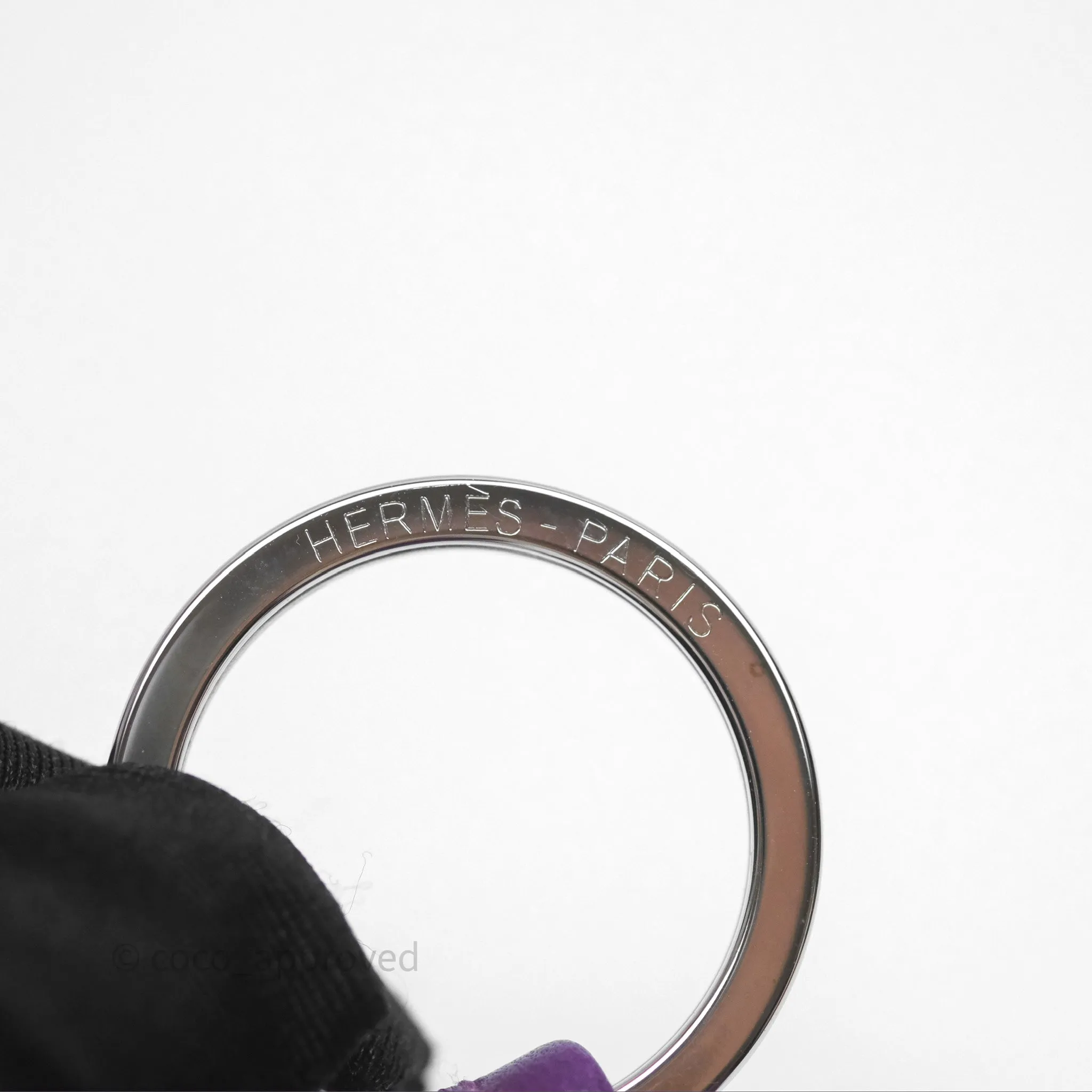 Herms Carmen Key Ring Violet Lambskin