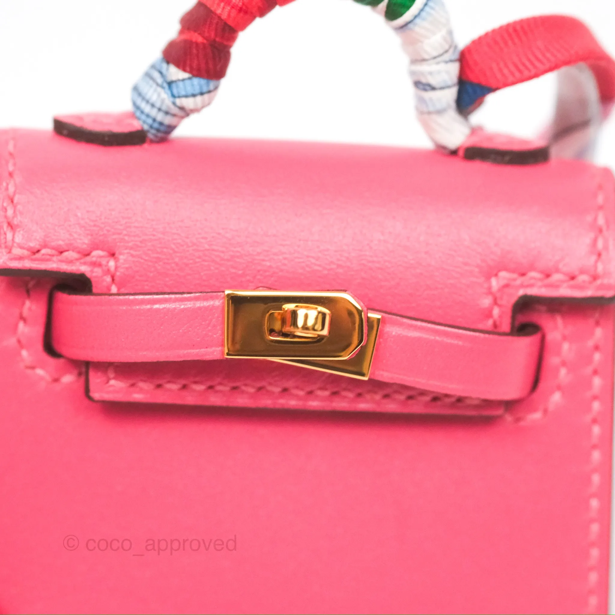 Herms Kelly Twilly Around Bag Charm Pink Tadelakt Gold Hardware