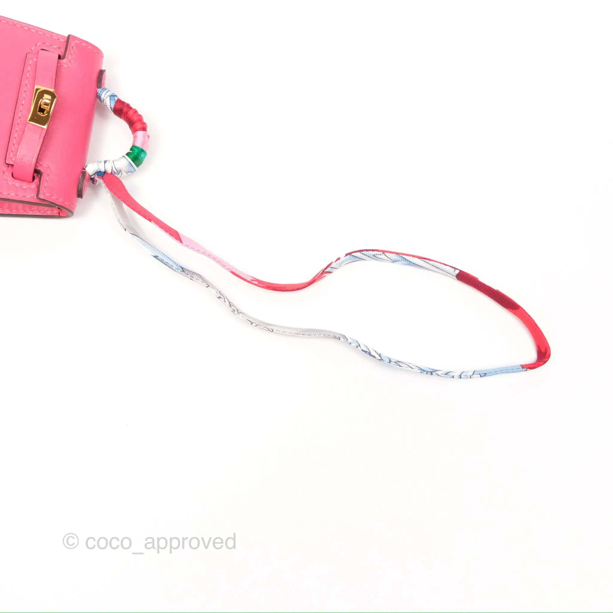 Herms Kelly Twilly Around Bag Charm Pink Tadelakt Gold Hardware